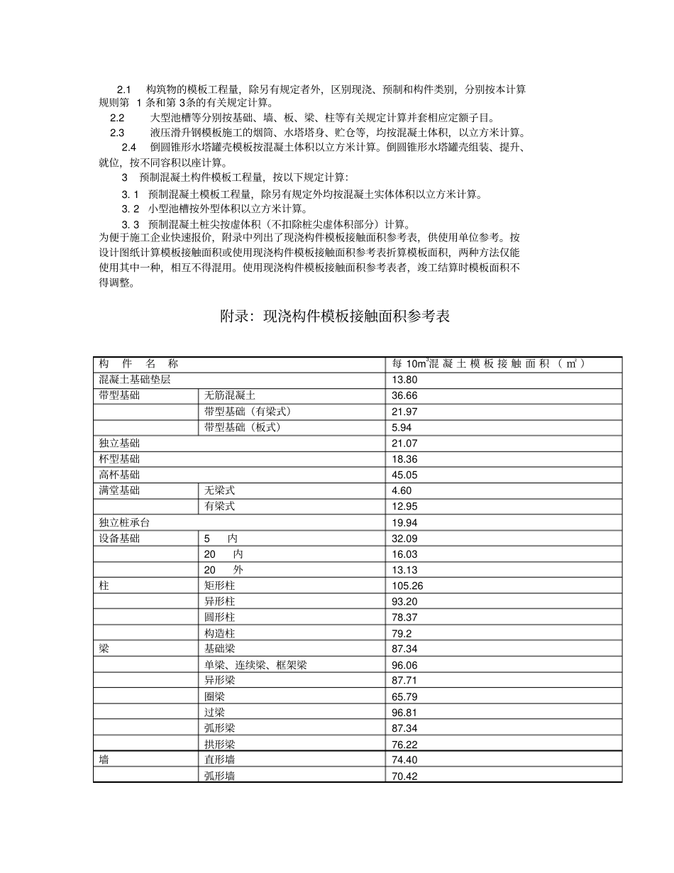 建筑模板工程量的计算规则_第2页