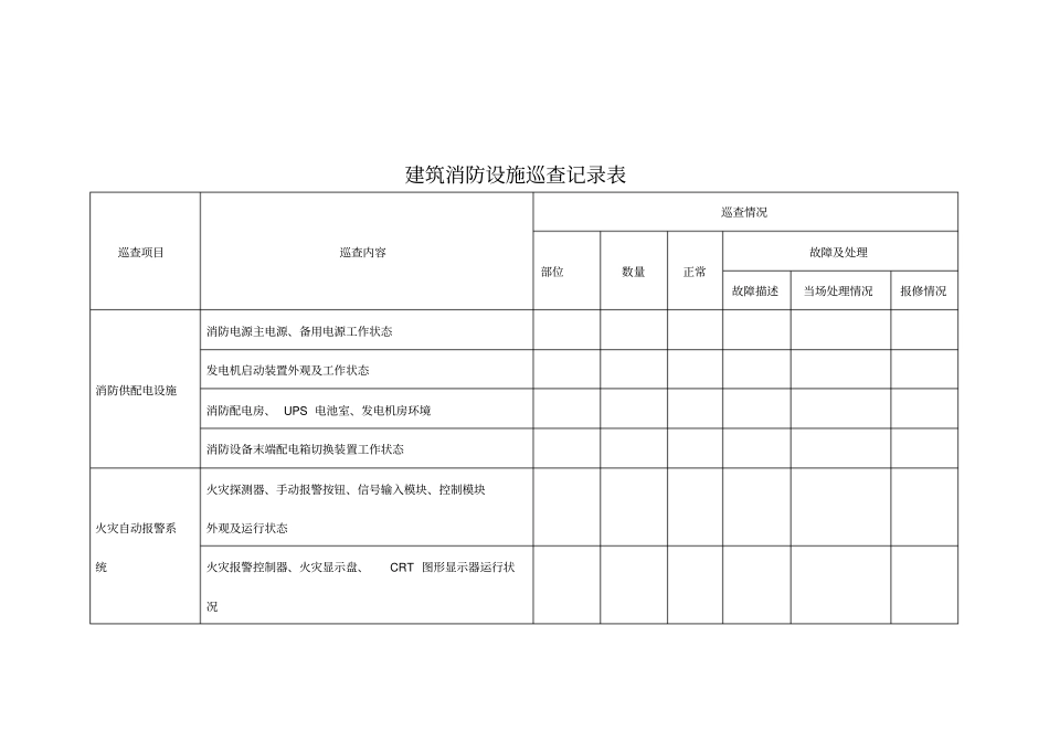 建筑消防设施巡查记录表2016_第1页