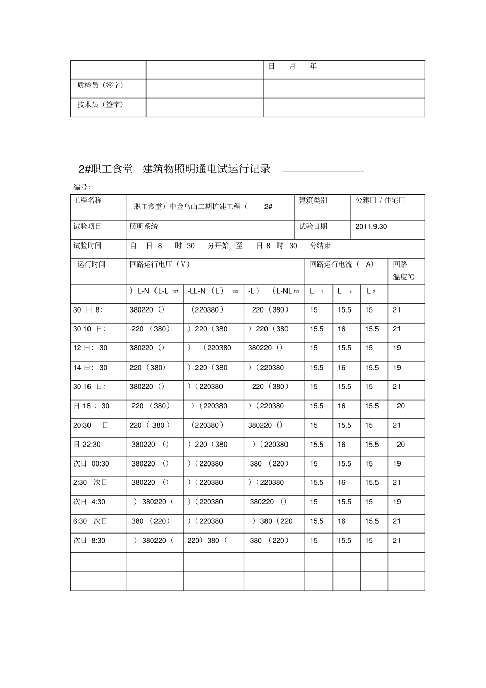 建筑物照明通电试运行记录_第2页