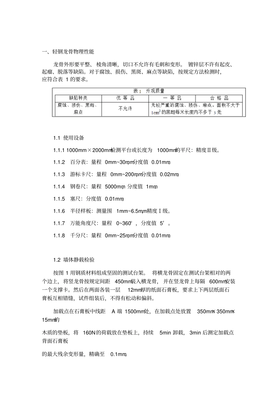 建筑用轻钢龙骨和型材检测方案_第1页