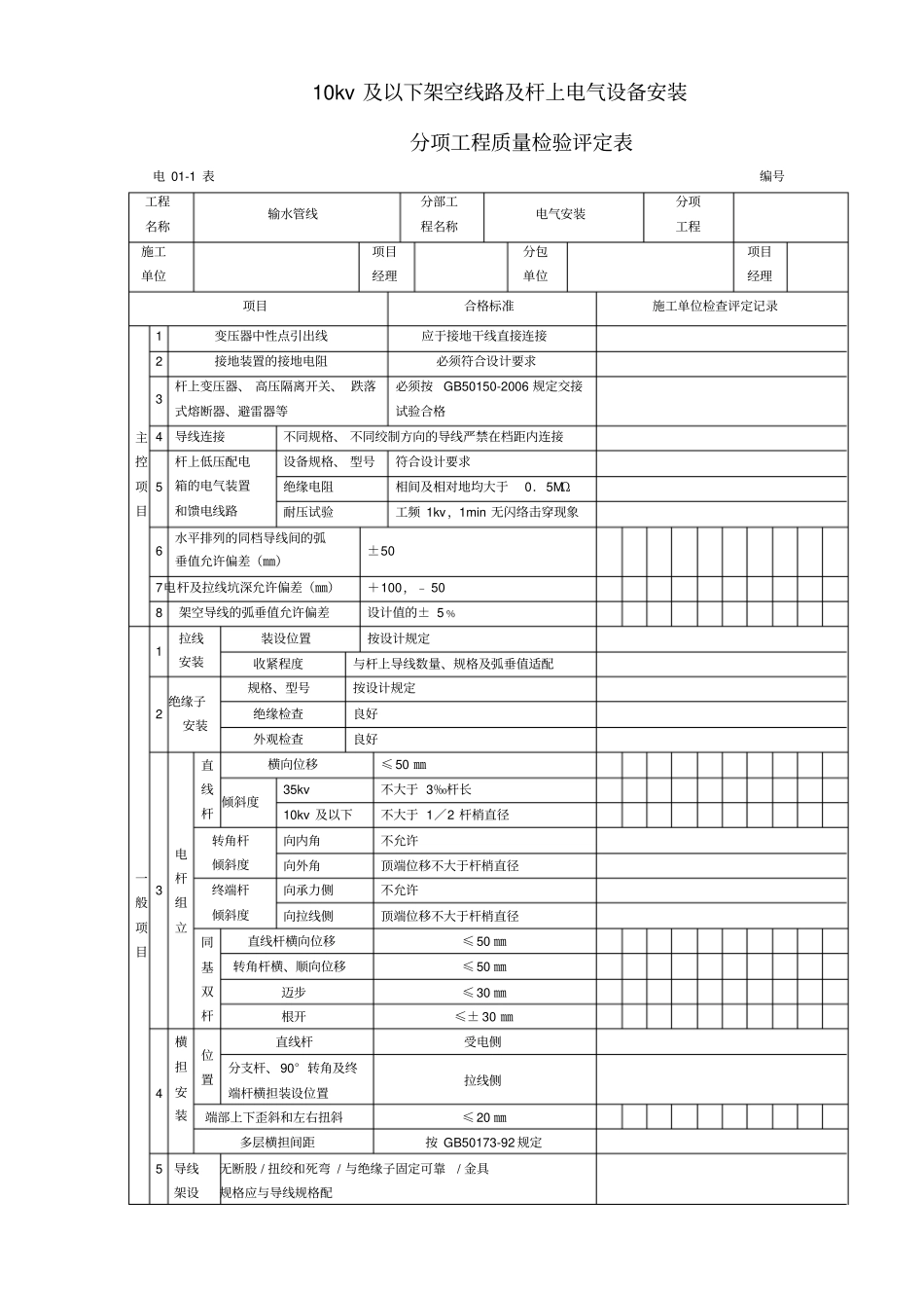 建筑电气分部分项评定表全套_第2页