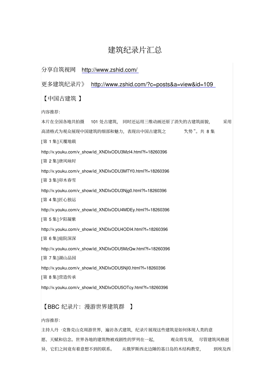 建筑纪录片汇总分析_第1页