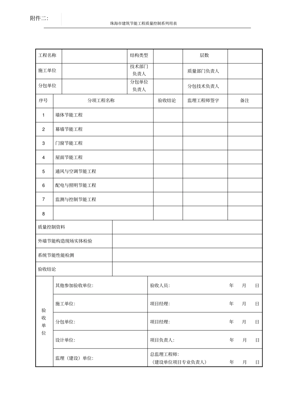建筑节能分部工程质量验收表_第1页