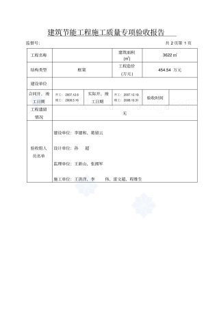 建筑节能工程施工质量专项验收报告