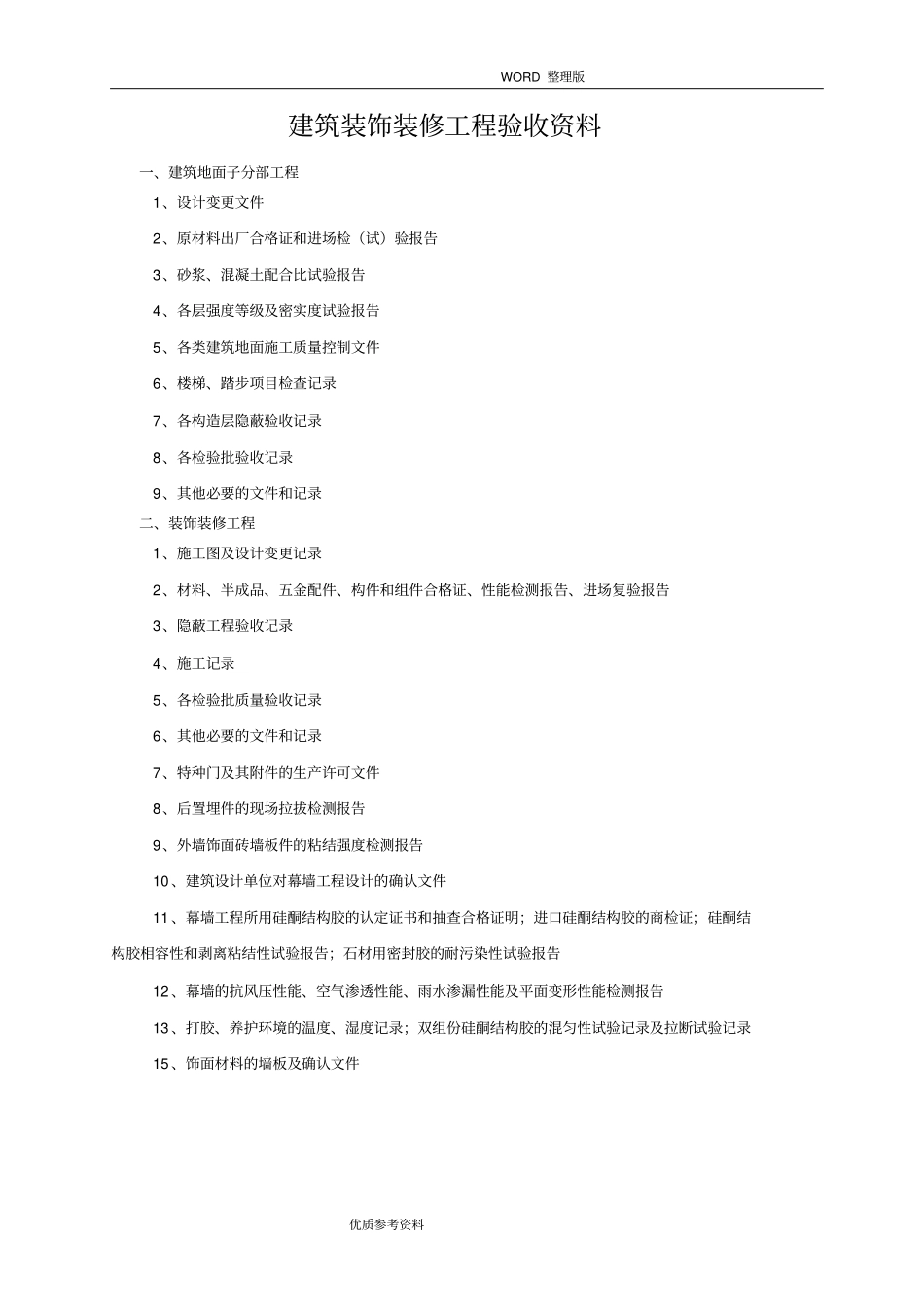 建筑装饰装修工程验收资料完整_第1页