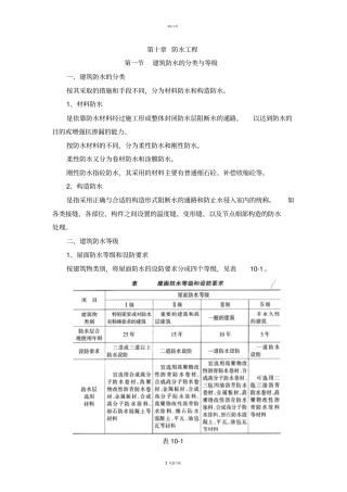 建筑防水的分类和等级