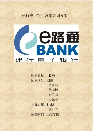 建行电子银行营销方案