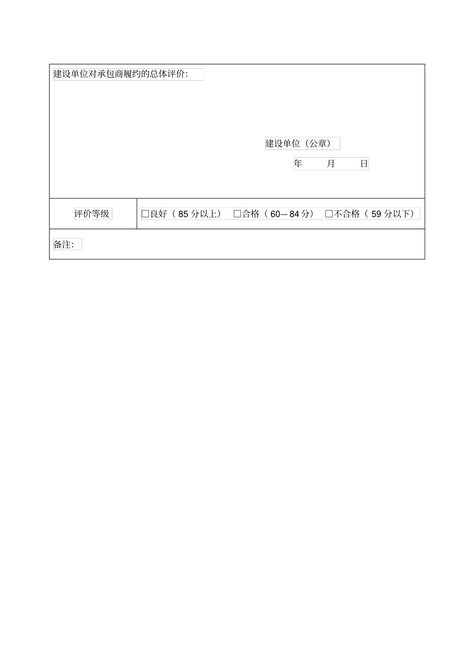 建设工程承包商履约评价报告书_第2页