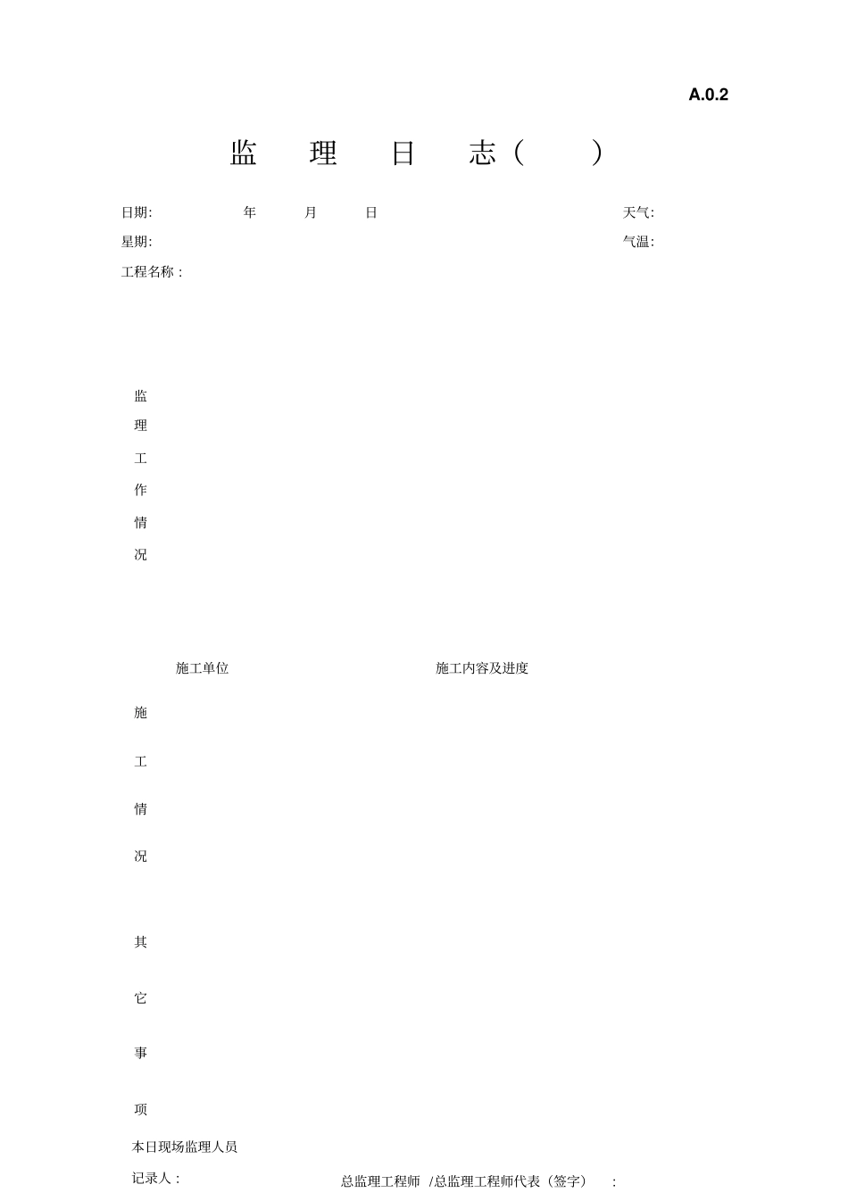 建设工程监理现场用表表格_第2页