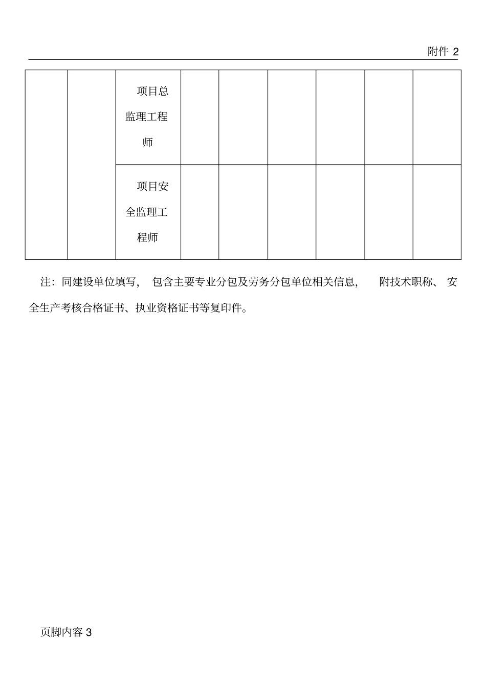 建设施工监理主要分包单位企业及工程项目主要管理人员一览表表_第3页