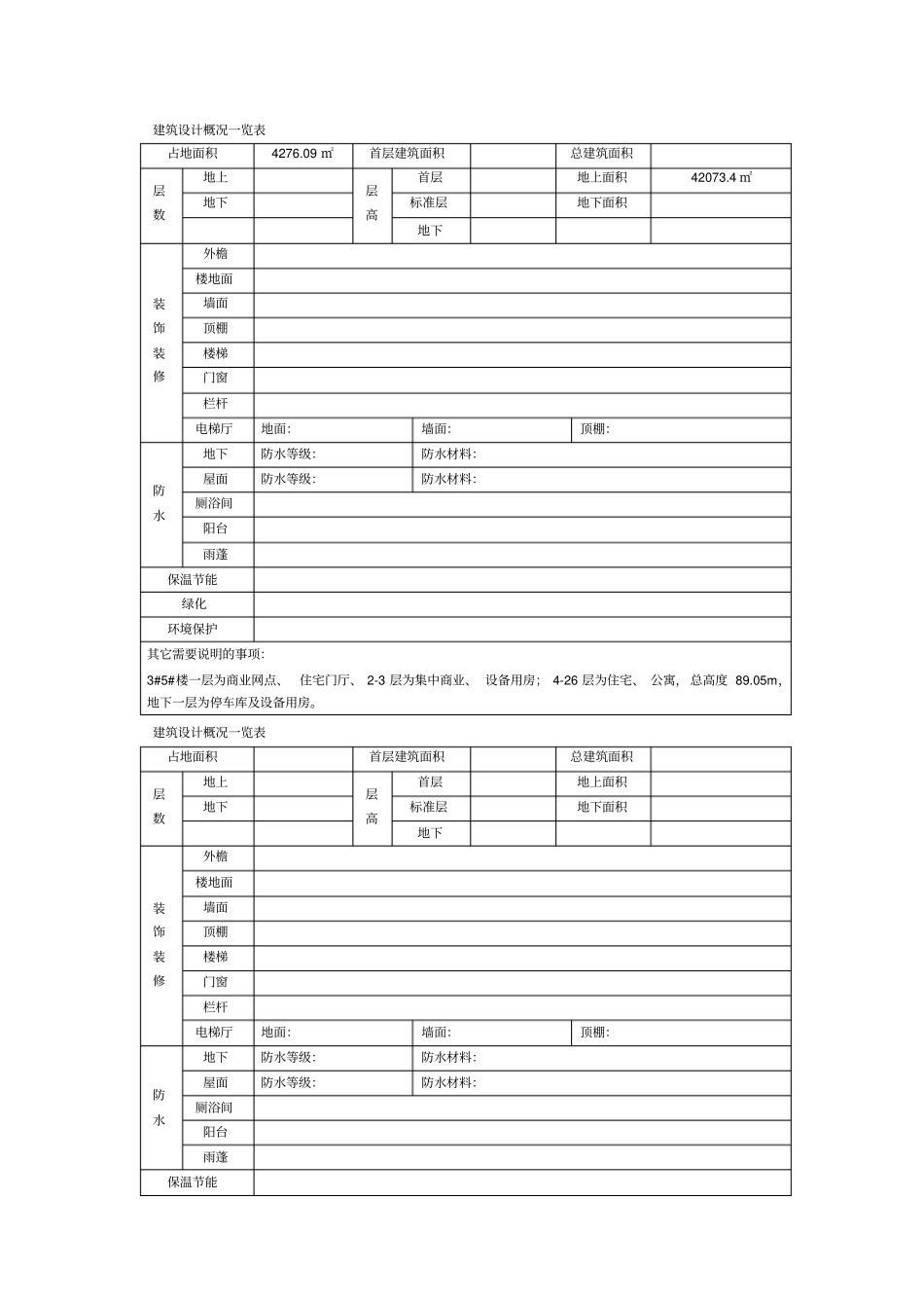 建设设计概况一览表_第1页