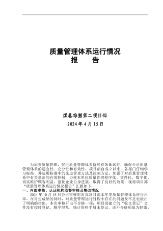2024年质量管理体系运行情况报告