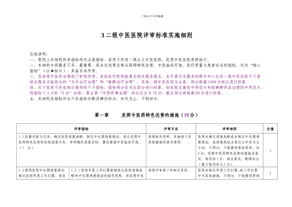 3二级中医医院评审标准实施细则_第1页