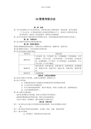 5S管理考核办法