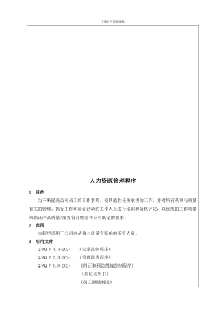 6-1人力资源管理程序