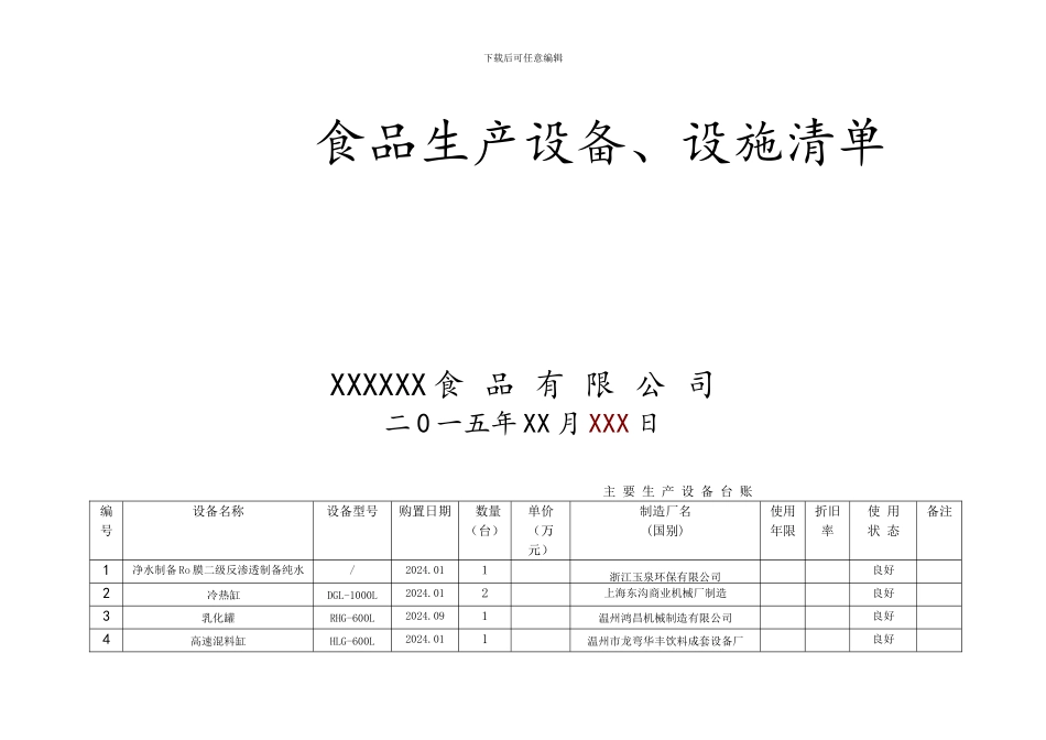 6.1--食品生产设备、设施清单_第1页