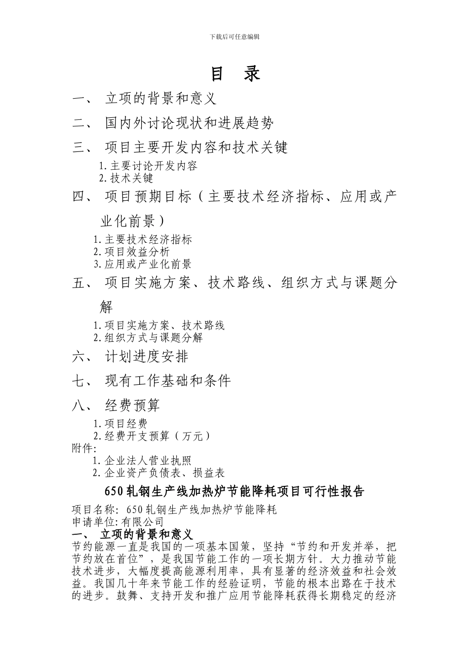 650轧钢生产线加热炉节能降耗项目可行性报告_第2页