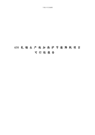 650轧钢生产线加热炉节能降耗项目可行性报告