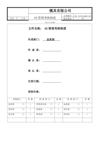 6S管理考核制度