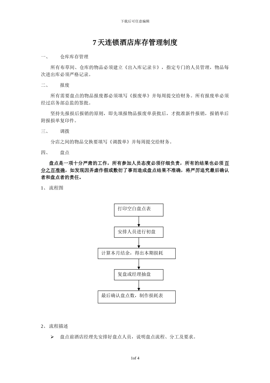 7天连锁酒店库存管理制度_第1页