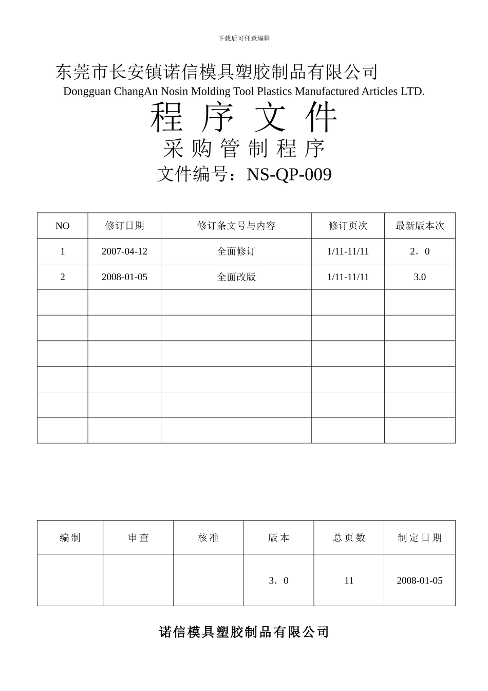 9-NS-QP-009采购管制程序_第1页
