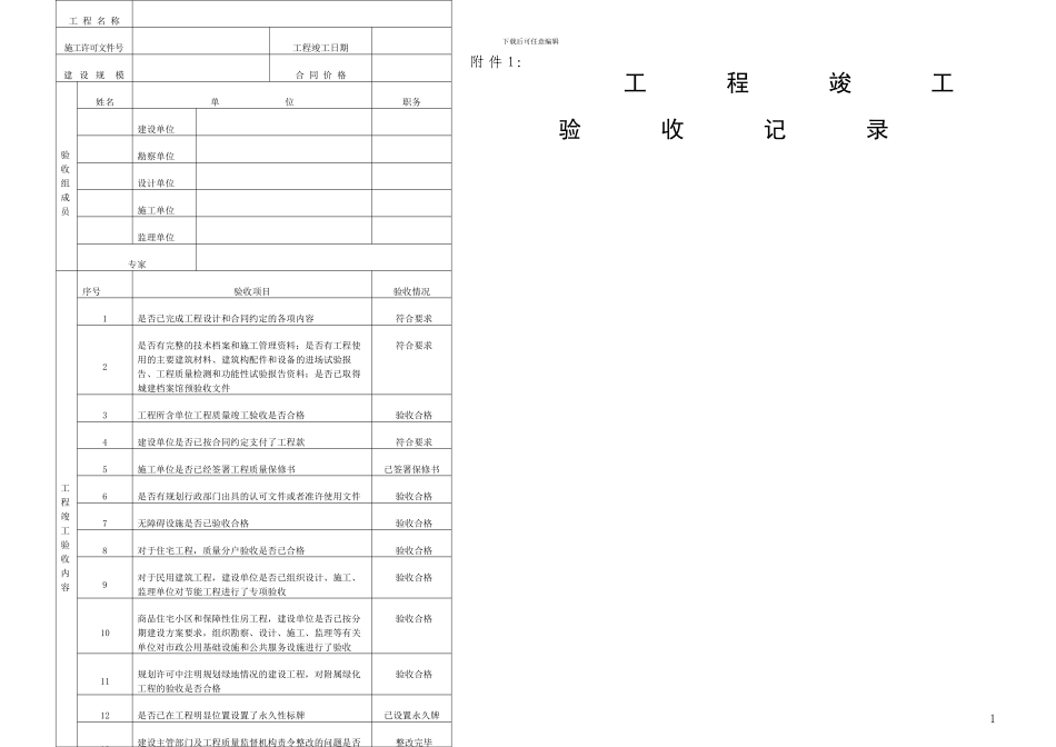 A3工程竣工验收记录_第1页