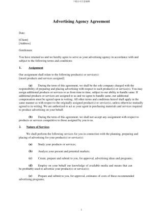 Advertising-Agency-Agreement广告代理合同