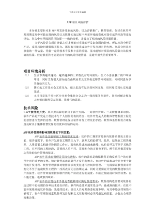 APP项目风险评估