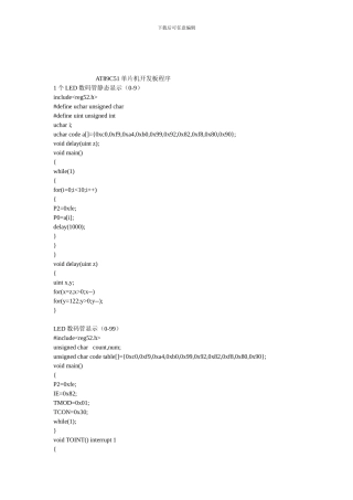 AT89C51单片机开发板程序