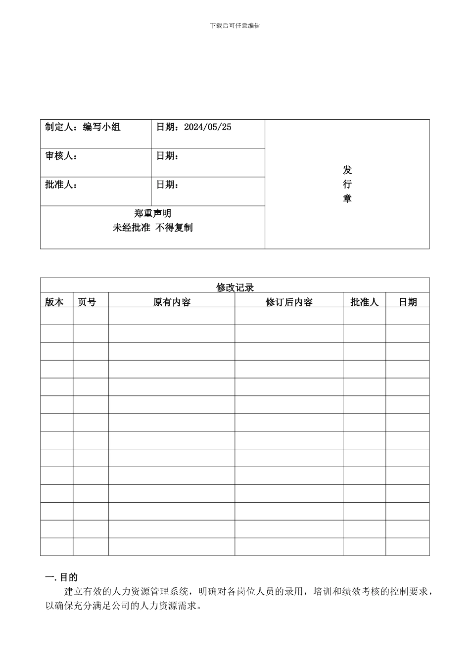 B-DM-Q-COP-005人力资源管理控制程序_第1页