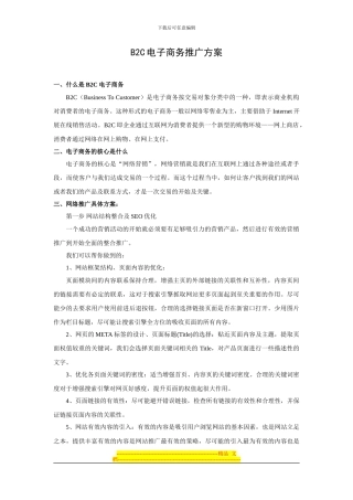B2C电子商务推广方案