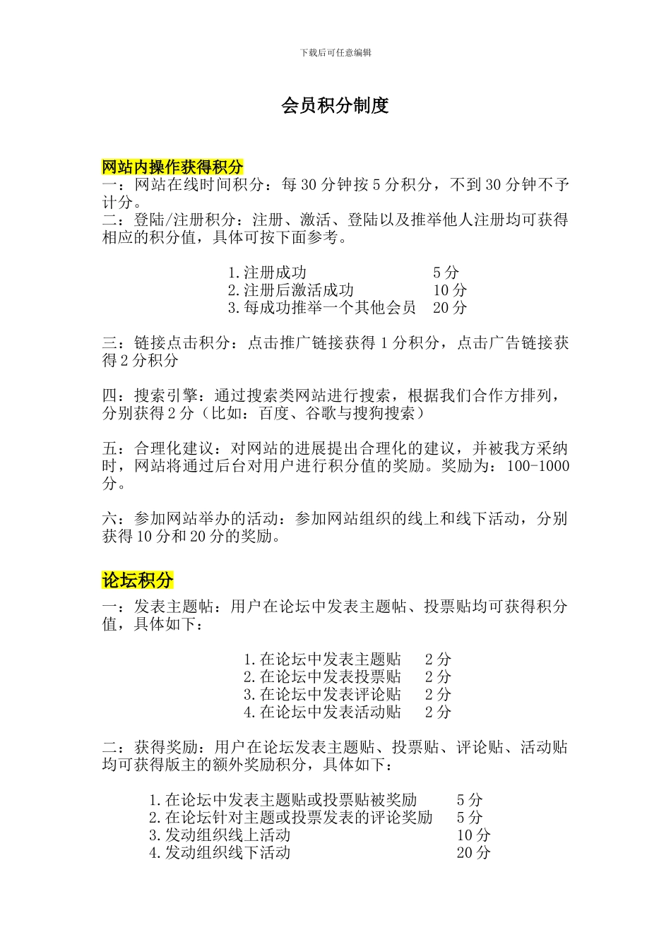 B2C网站会员积分制度_第1页