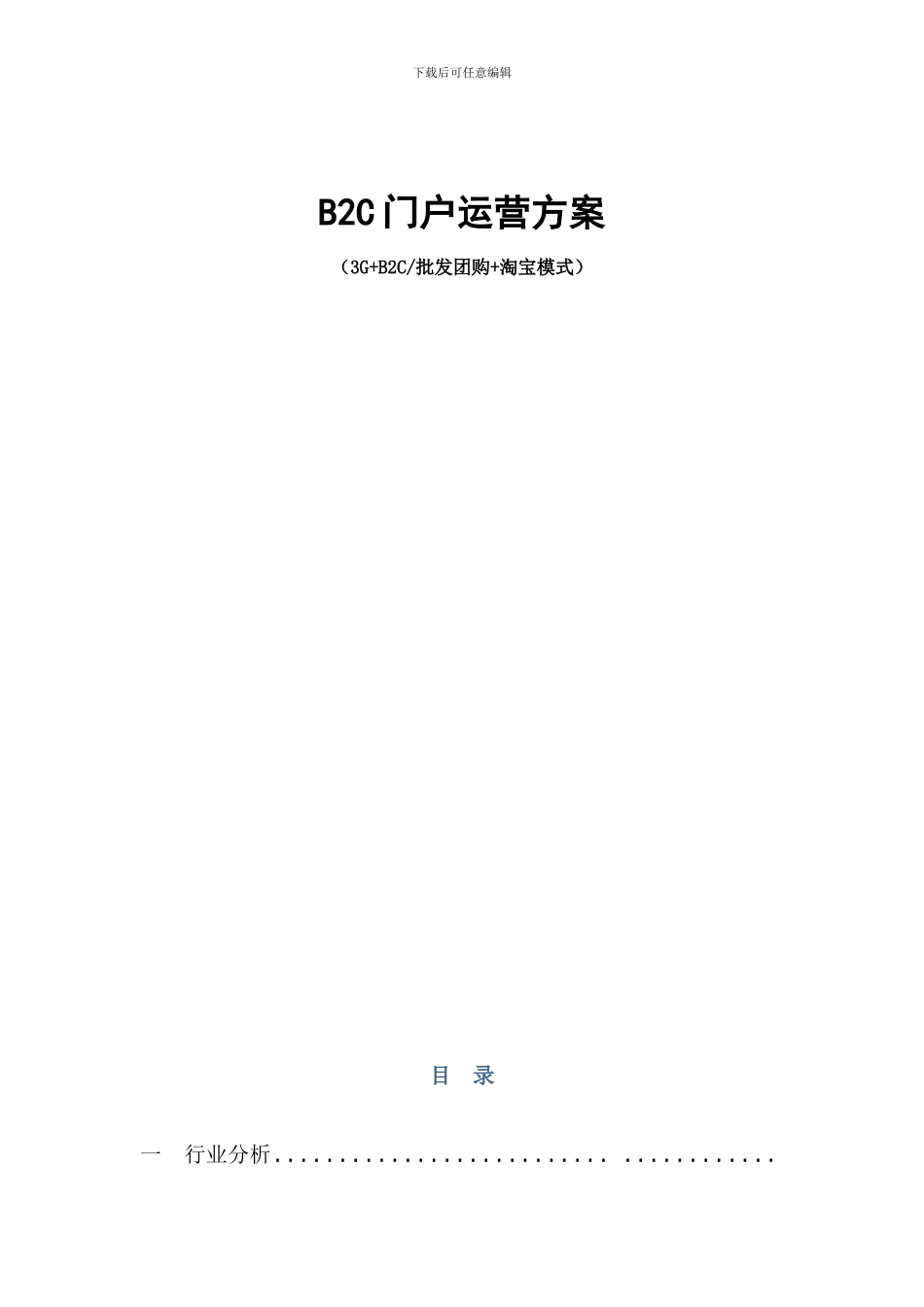 B2C网站运营方案_第1页