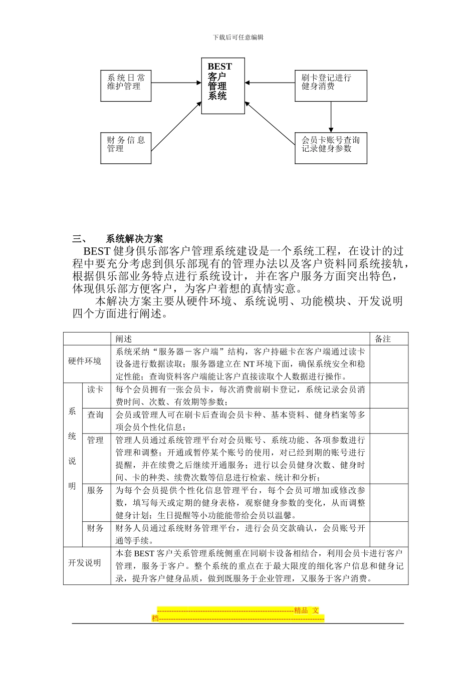 BEST健身俱乐部客户管理系统方案书_第3页