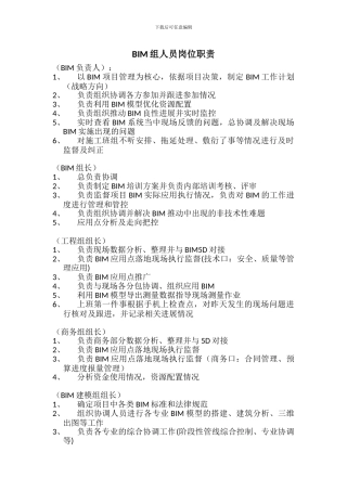 BIM人员岗位职责