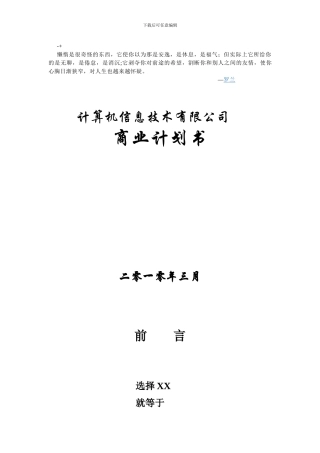 Bivqdob软件公司商业计划书