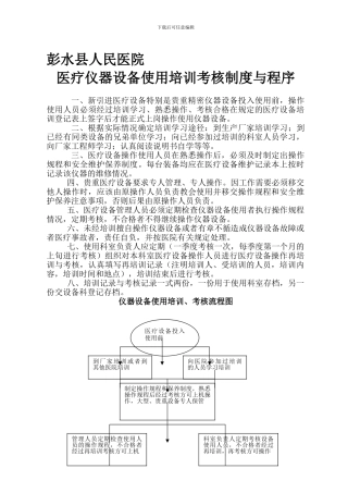 C1医院医疗仪器设备使用培训考核制度与程序