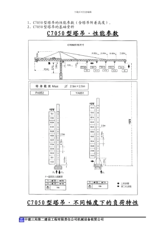 C7050塔吊起重性能参数
