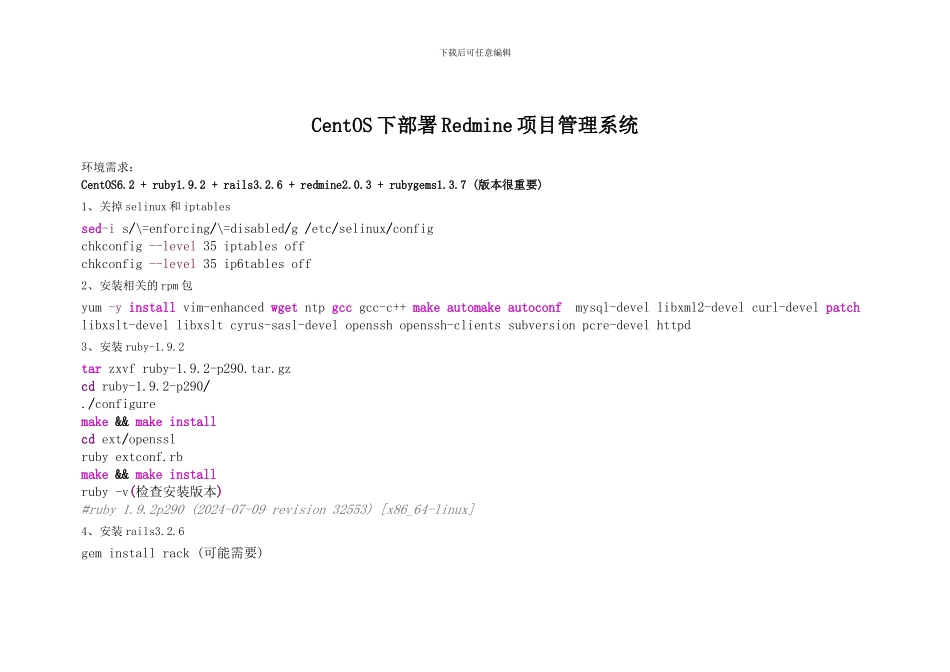CentOS下部署Redmine项目管理系统_第1页