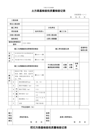 CJJ1-2024城镇道路工程检验批质量检验表格