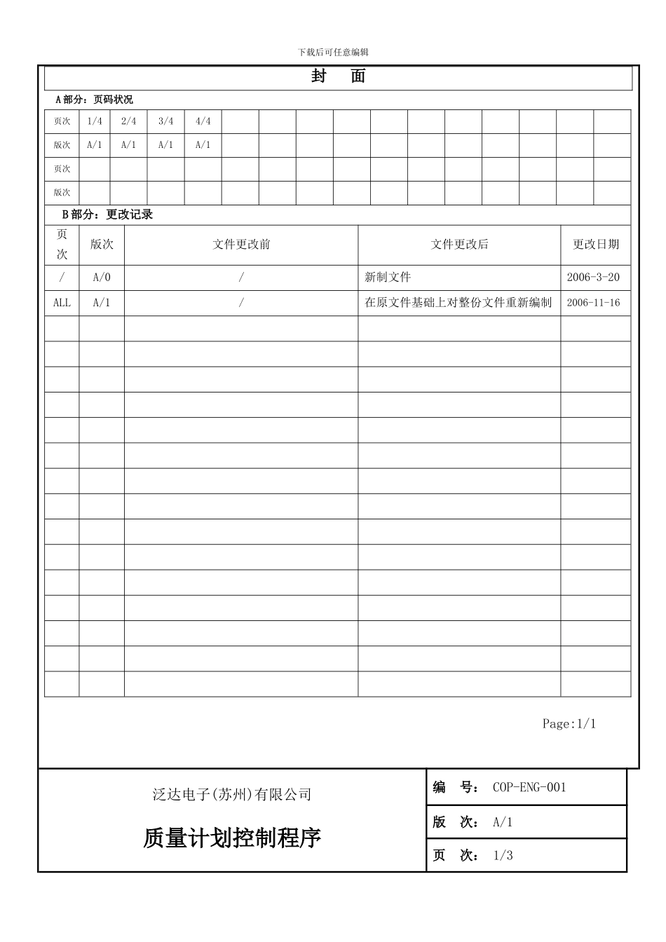 COP-ENG-001-质量计划控制程序A1_第3页