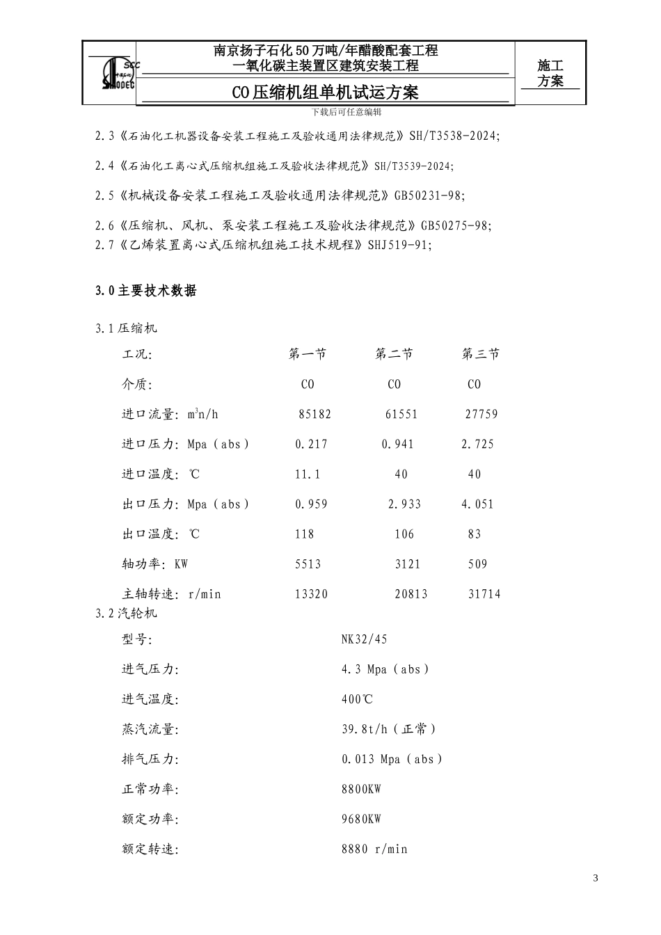 CO压缩机单机试运方案_第3页