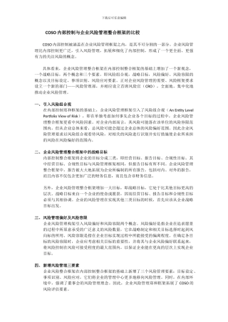 COSO内部控制与企业风险管理整合框架的比较