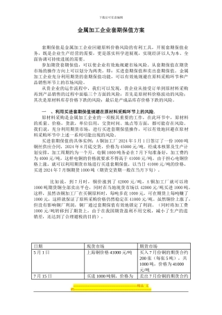 CU套期保值方案