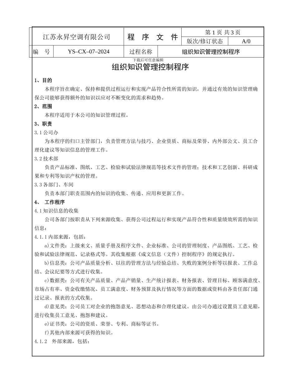 cx-07组织知识管理控制程序_第1页
