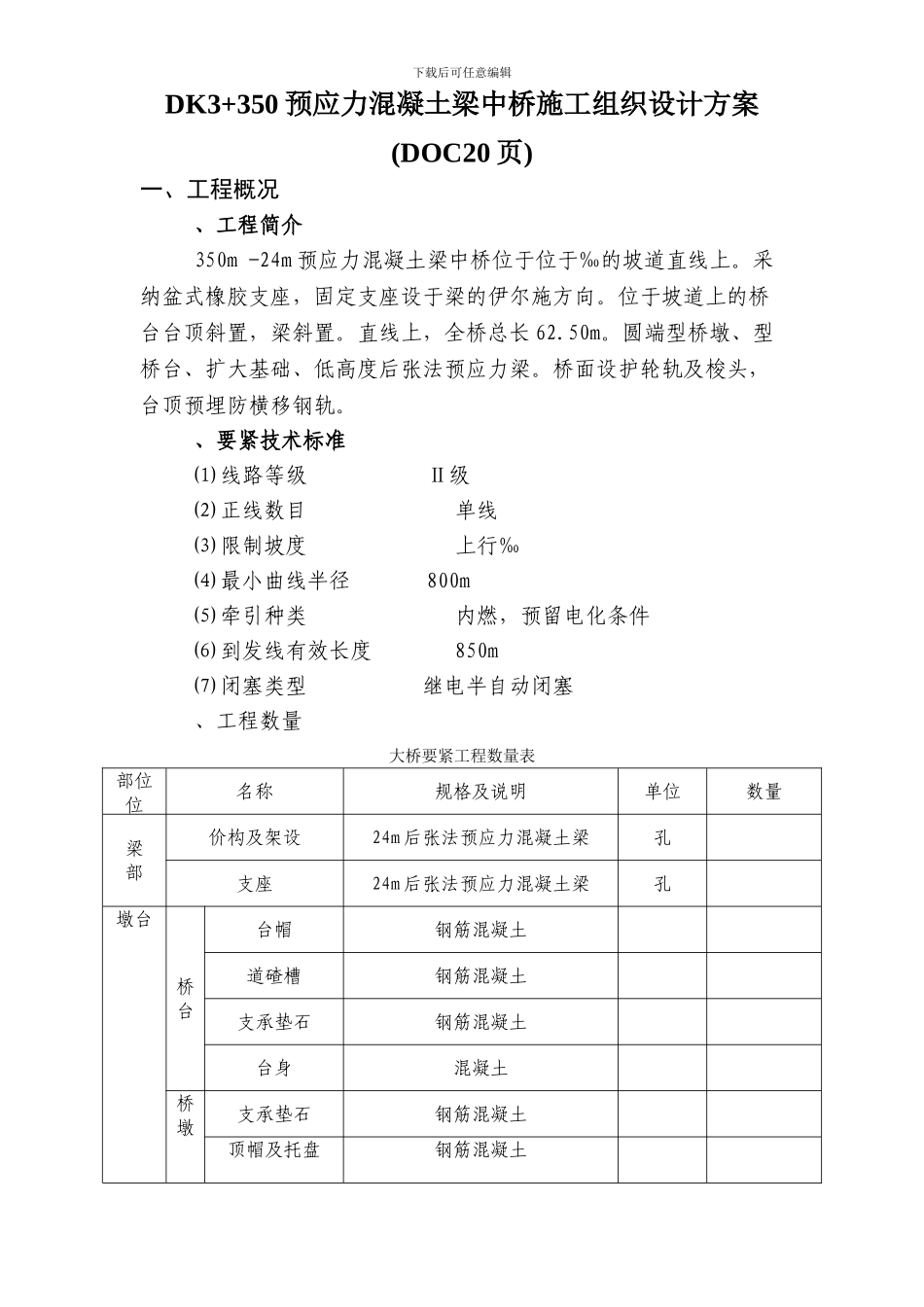 DK3+350预应力混凝土梁中桥施工组织设计方案_第1页