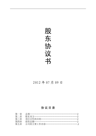 DVB项目股东协议书