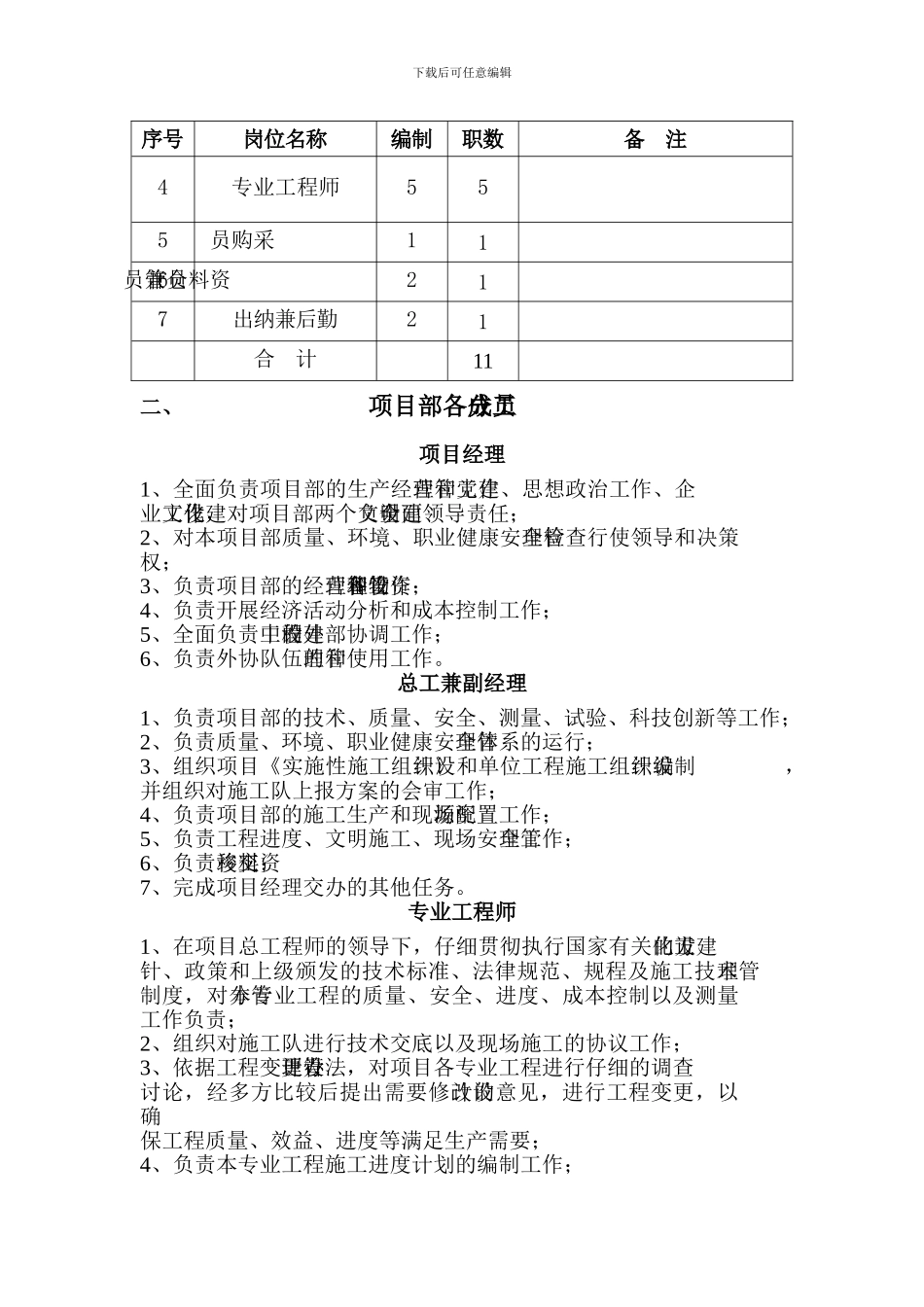 EPC项目部岗位职责及各部门工作职责_第2页