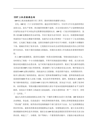 ERP上机实验课总结