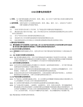 ESD防静电控制程序
